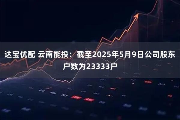 达宝优配 云南能投：截至2025年5月9日公司股东户数为23333户
